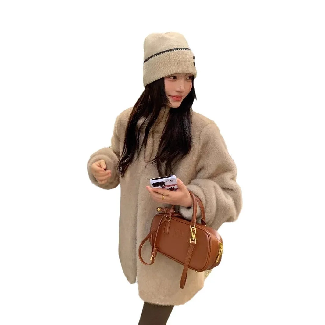 Шуба женская новинка зимы 2024 искусственный мех норки свободная толстая шуба