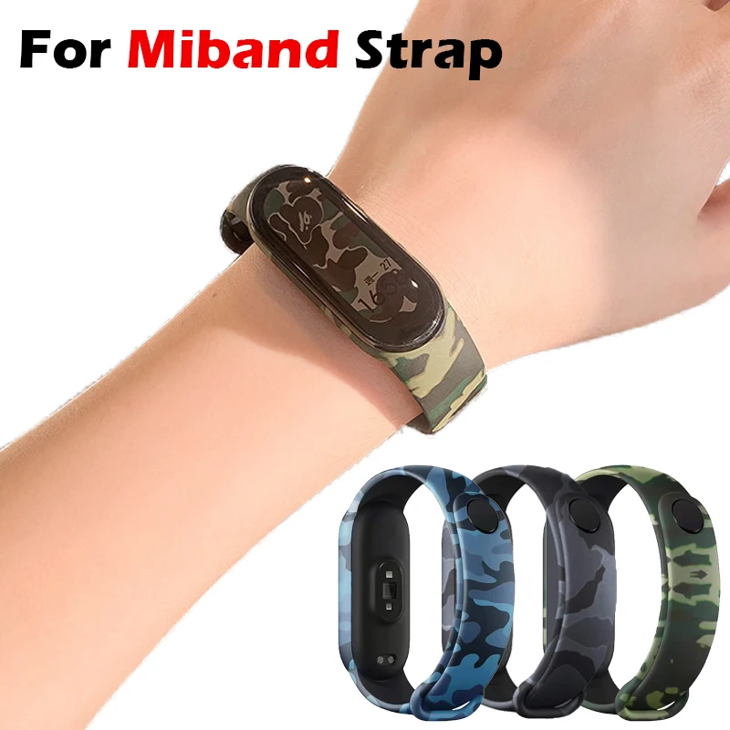 

For Miband 7 6 5 4 Camouflage Strap Smart Watch Silicone Wrist Straps for Xiaomi Mi Band 7 6 5 4 Replacement Wristband Bracelets