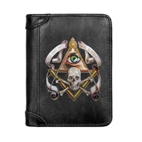 luxury eye of god skull genuine leather men wallet classic pocket slim card holder male short coin purses