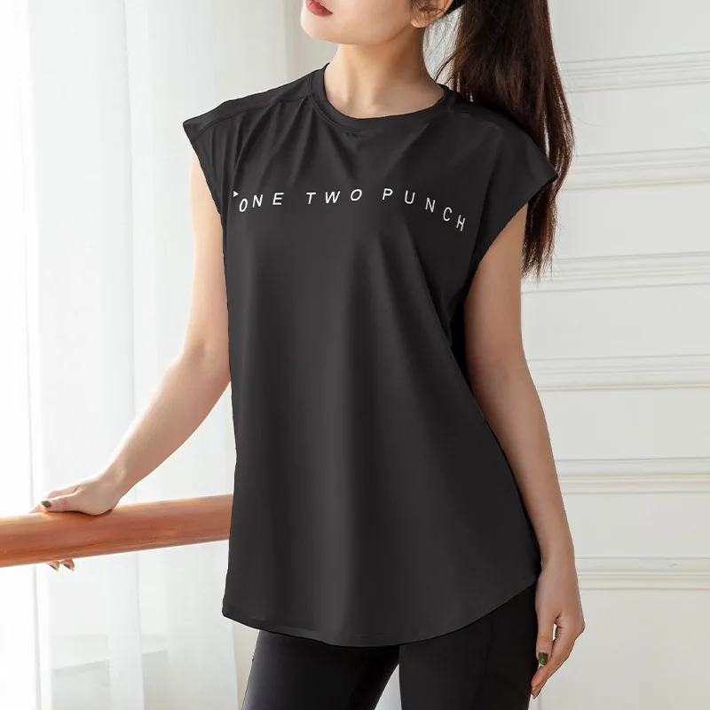 Yoga Clothes Fashionable Leisure Loose Sleeveless Blouse Outdoor Sports Quick Drying Breathable Gym Top T-shirt for Women