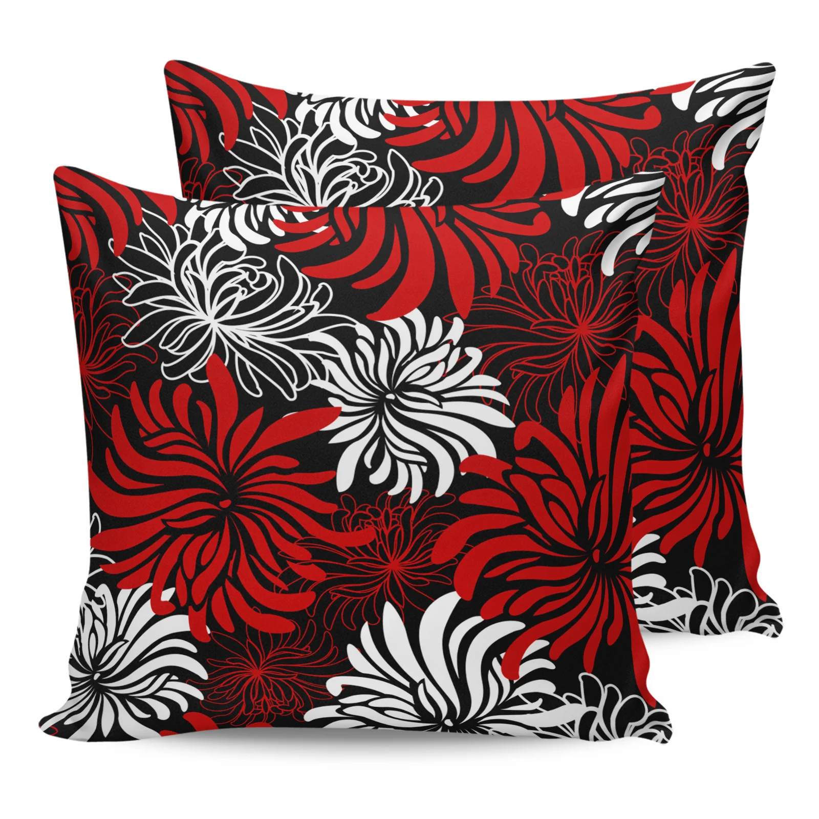 

2PC Pillowcase Red Black Flower Chrysanthemum Sofa Cushion Cover Bed Dakimakura Pillow Cover House Home Decorative Pillow Cases