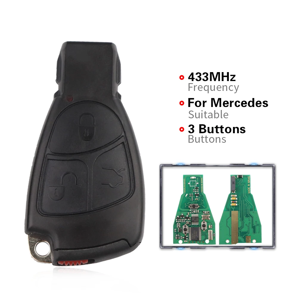 

Пульт дистанционного управления YIQIXIN для Mercedes Benz NEC B C E S SL ML MB CLK CL 3B 3BT 1996-2006 W204 W203 W211 W20 433 МГц 2/3 кнопок