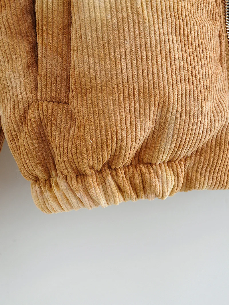 Retro Style Tie-Dye Lapel Long-Sleeved Thick Padded Jacket 2022 Autumn and Winter New Women's Cotton Padded Clothes