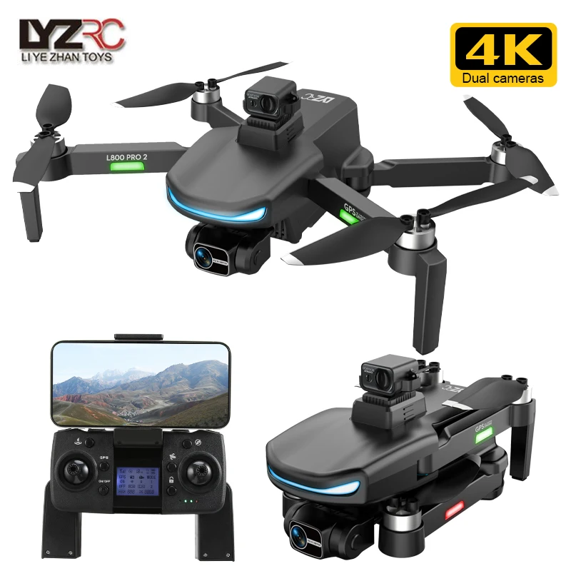 Квадрокоптер L800 Pro 2 4K Профессиональный FPV с камерой и 3-осевым шарнирным замком |