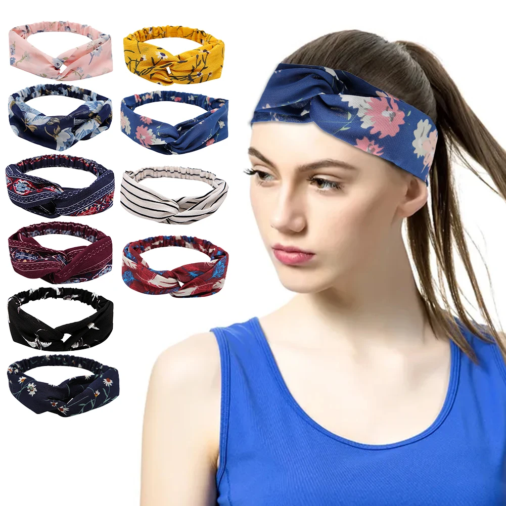 

10pcs Sport Women Headband Comfortable Wash Face Criss Cross Hair Accessory Elastic Strap Fashion Breathable Gift Bohemia Style