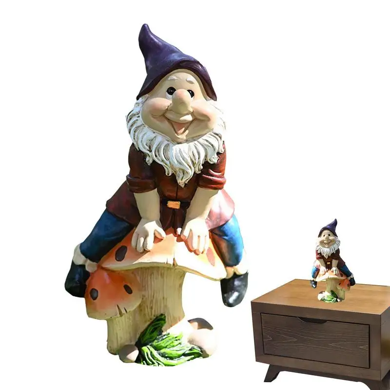 

Garden Mushroom Gnomes Ornaments Dwarf Waterproof Rustproof Statues For Planter Flowerpot Decor Accessories