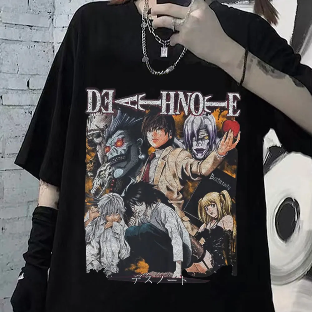 

Harajuku Japanese Anime Death Note T Shirt Manga Yagami Light Misa Amane Graphic Tees Harajuku Unisex T-shirts Men Summer Tops
