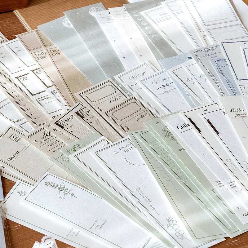 

30 Pcs Vintage Poet Memory Labels Frame Material Memo Pads for Bullet Journaling Scrapbooking Decoration Collage Non-Sticky