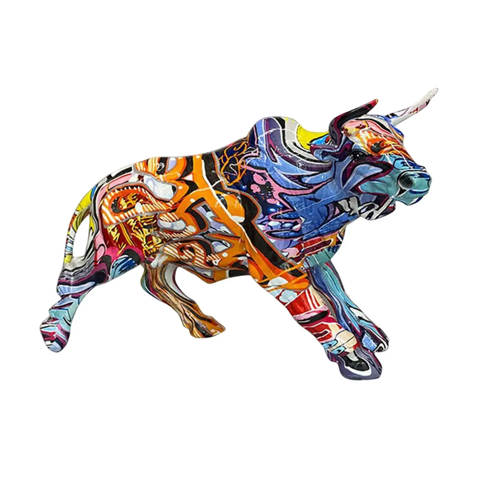 

Modern Graffiti Bull Statue for Bedroom Desktop Home Decor Accents