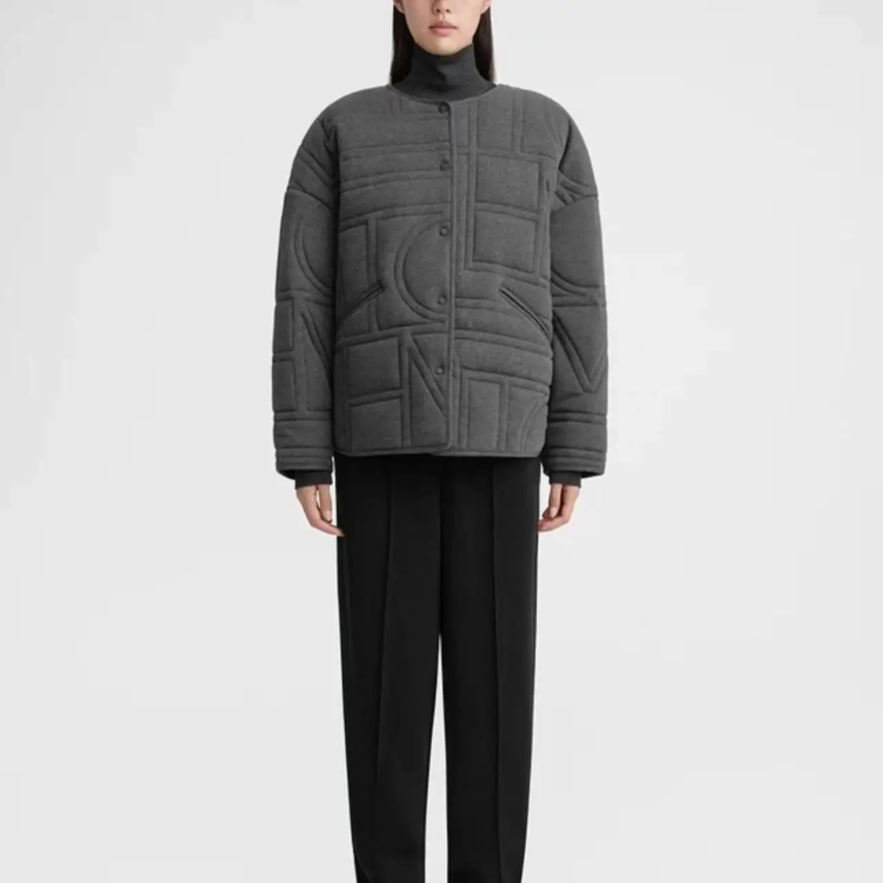 Осень-зима новинка TOT женская куртка на хлопковой подкладке льняная серая