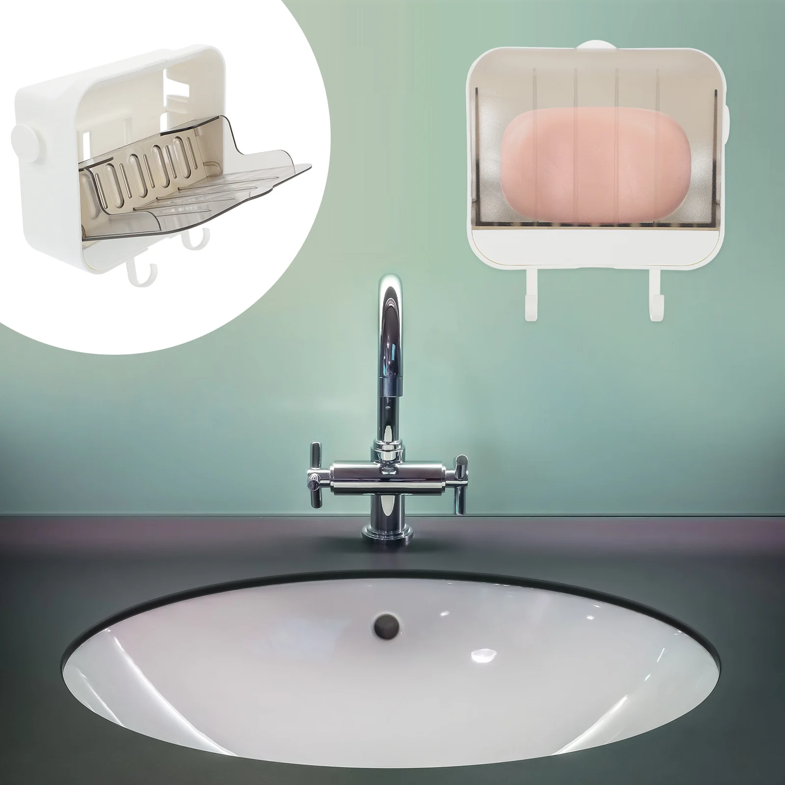 

Soap Rack Towel Hook Nail-free Wall Rack Wall-mounted Practical Storage Shelf Pp Convenient Storage Rack Kitchen Wall Rack