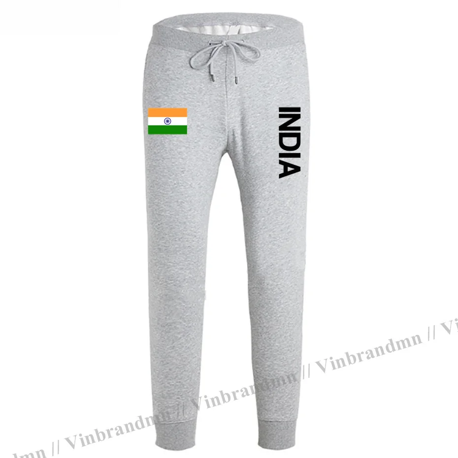 

India IND Indian Mens Pants Joggers Jumpsuit Sweatpants Track Sweat Fitness Fleece Tactical Casual Nation Country Flag Design