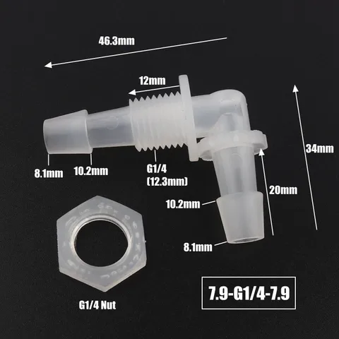 5 pçs/lote M6 ~ 1/2 "Conectores de Mangueira de Rosca PP Pagode Cotovelo Conector Com Porca Sextavada Aquário Tanque de Peixes Tubo de Ar Acessórios de Tubo de Oxigênio