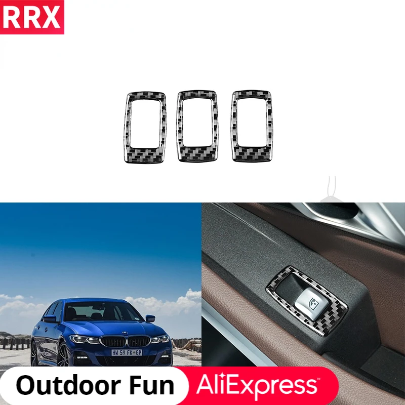 

RRX for BMW 3 Series G20 G28 325li 330d 335 2019 2020 2021 Carbon Fiber Interior Car Window Lift Switch Frame Cover Trim Sticker