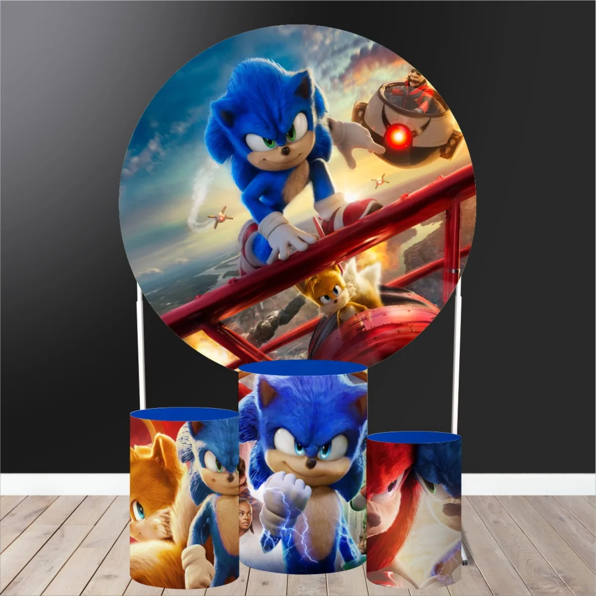 

Мультфильм бег скоростной герой синий звуковой круг фон для фотосъемки вспышка Дети День Рождения вечерние ринка фото круглая фотография