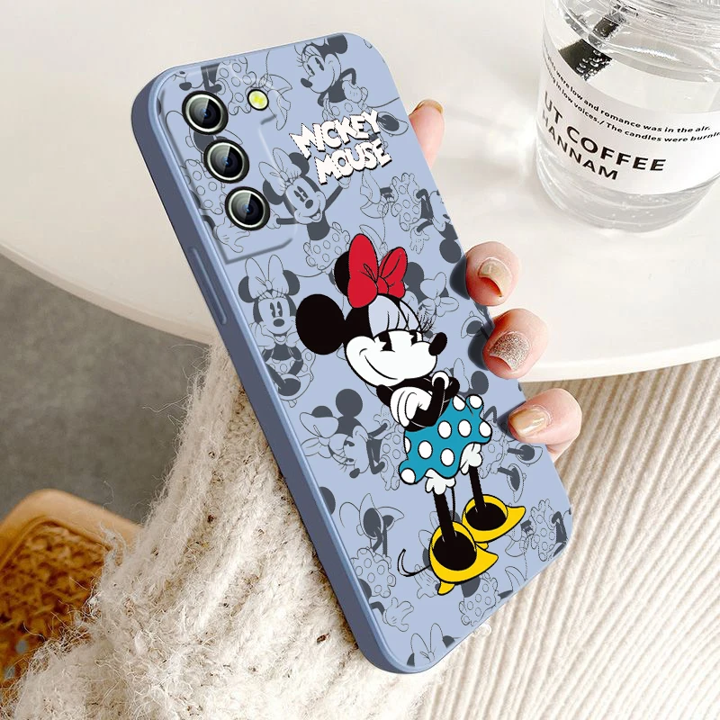 

Disney Mickey Minnie For Samsung Galaxy S23 S22 S21 S20 FE Ultra Plus S10 Lite 5G Liquid Rope Phone Case