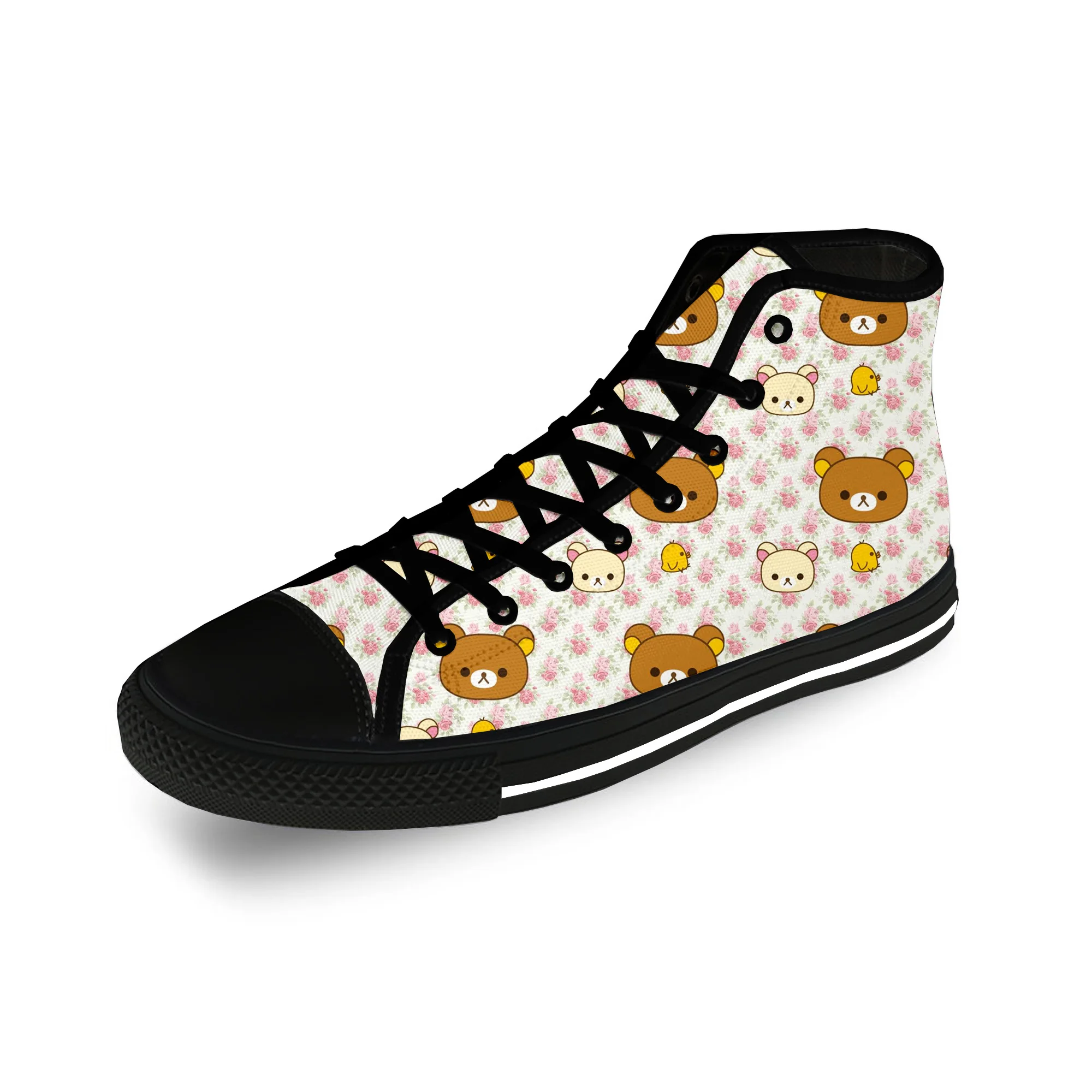 

Cartoon Bear Animal Funny Cute Casual Cloth Fashion 3D Print High Top Canvas Shoes Men Women Lightweight Breathable Sneakers