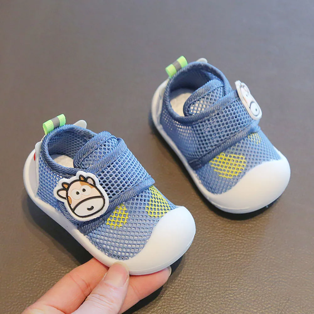 

Summer Toddler Shoes For Infant Baby Mesh Fabric Breathable Boys Girls Cute Sandals Anti-slippery Newborn Indoor Home Footwear