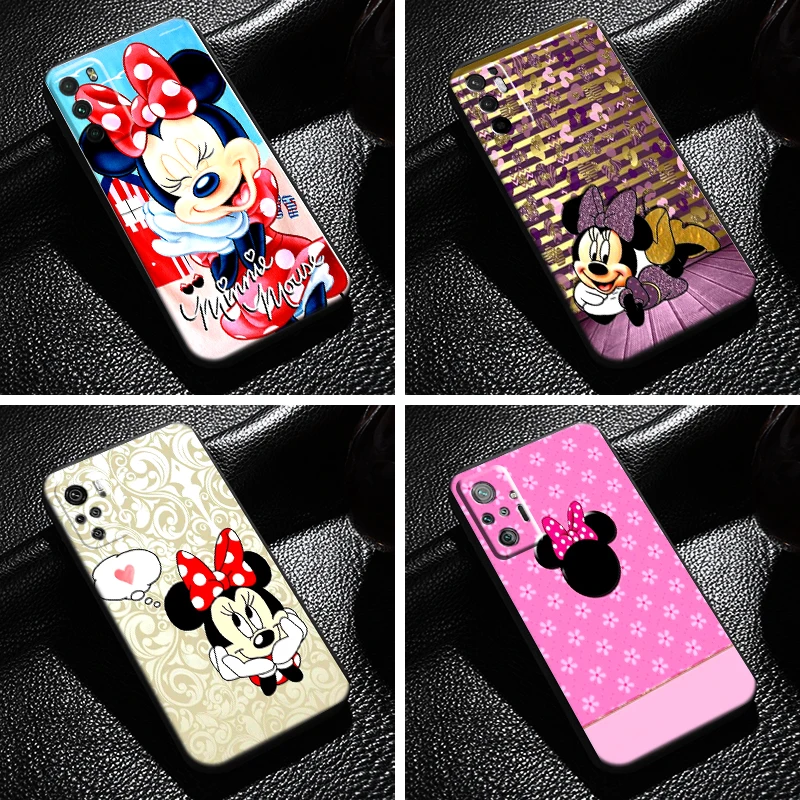 

Cute Cartoon Minnie Mouse For Xiaomi Redmi Note 10 10S Pro Max Note 10T 5G Phone Case Liquid Silicon Carcasa Coque Funda Back