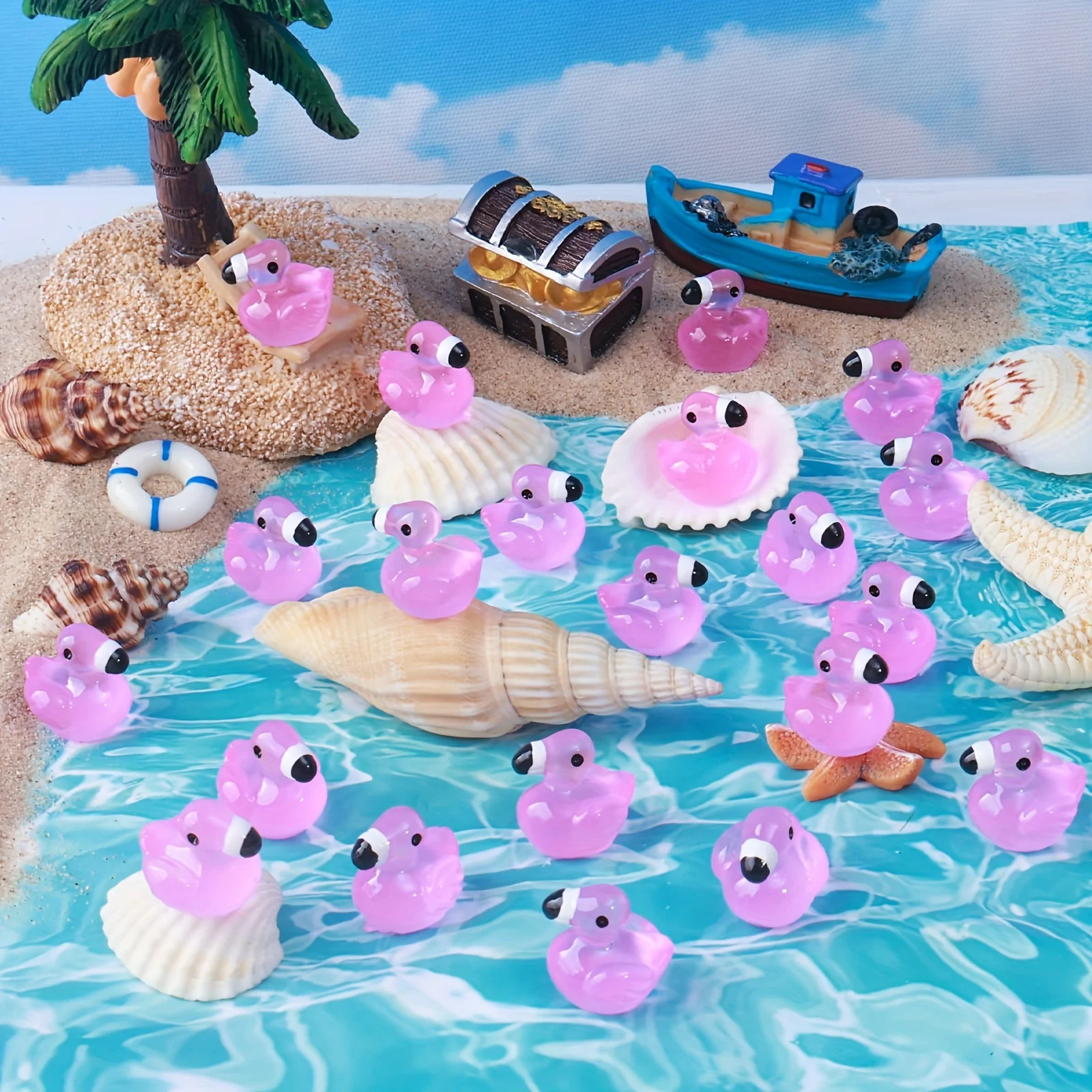 50 шт. светящиеся в темноте мини-смола фигурки утки фламинго смолы статуи животных