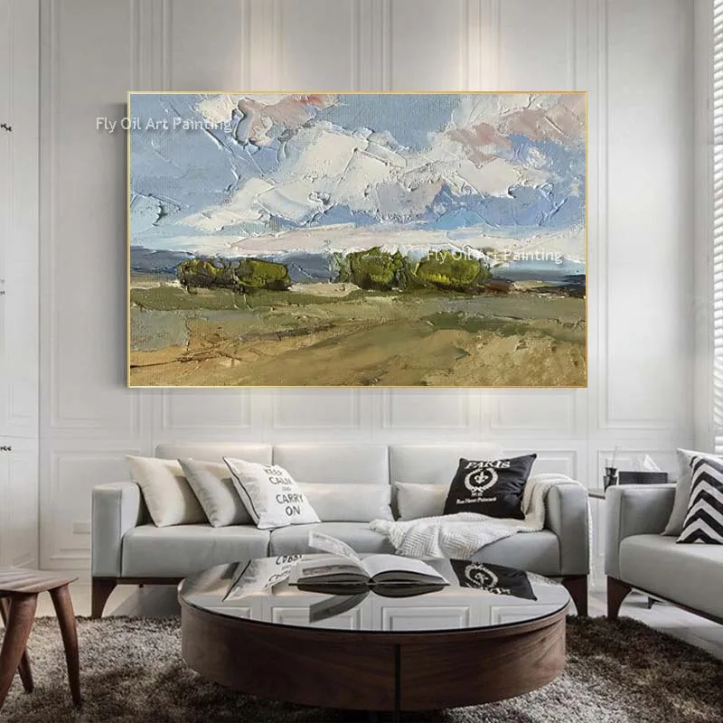 Современная Минималистичная картина ручной работы Landscpae толстая масляная