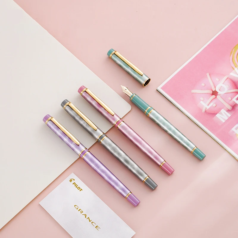 Original Japan PILOT Baccarat GRANCE Marble Pattern 14K Gold Nib Fountain Pen Gold Clip FGRC-2MR Business Office Writing Gift