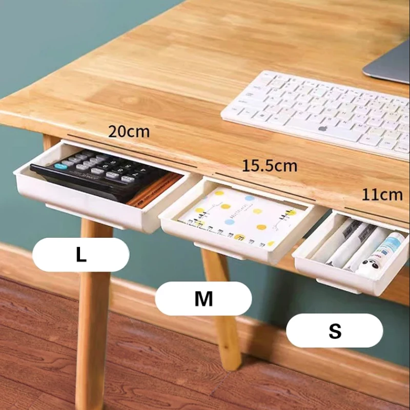 

Self Stick Pencil Tray Under Desk Drawer Organizer Table Storage Organizer Boxes Stand Self-adhesive Under-drawer Storage Box