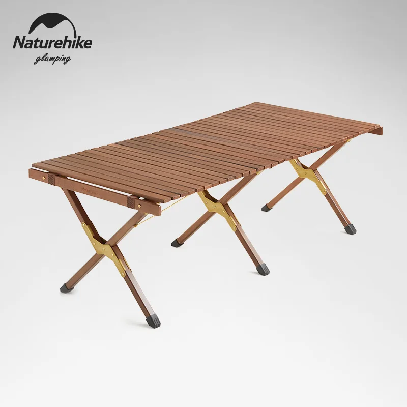 

Naturehike Outdoor Folding Solid Wood Table Camping Black Walnut Egg Roll Table Portable BBQ Picnic Table Outdoor Wood Furniture