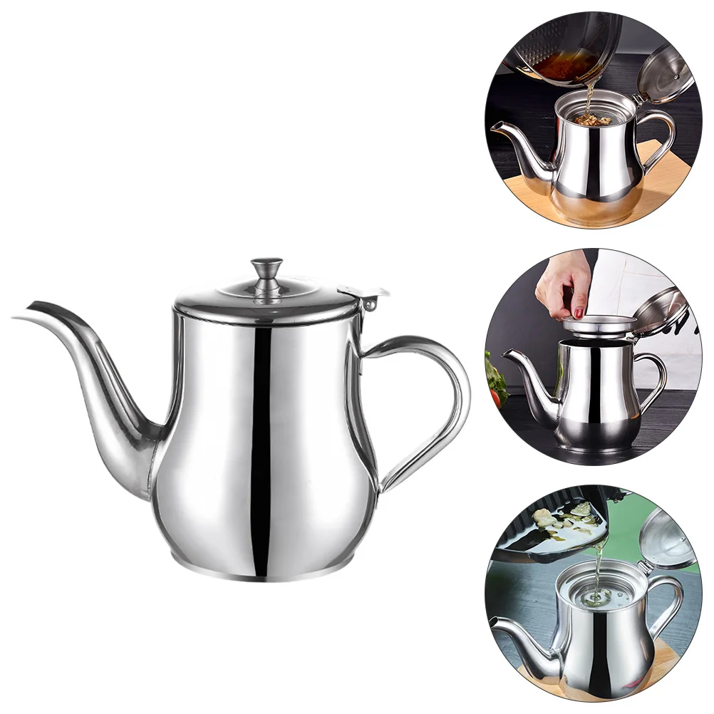 

1pc Stainless Steel Grease Strainer and Container Oil Storage Can (Silver)