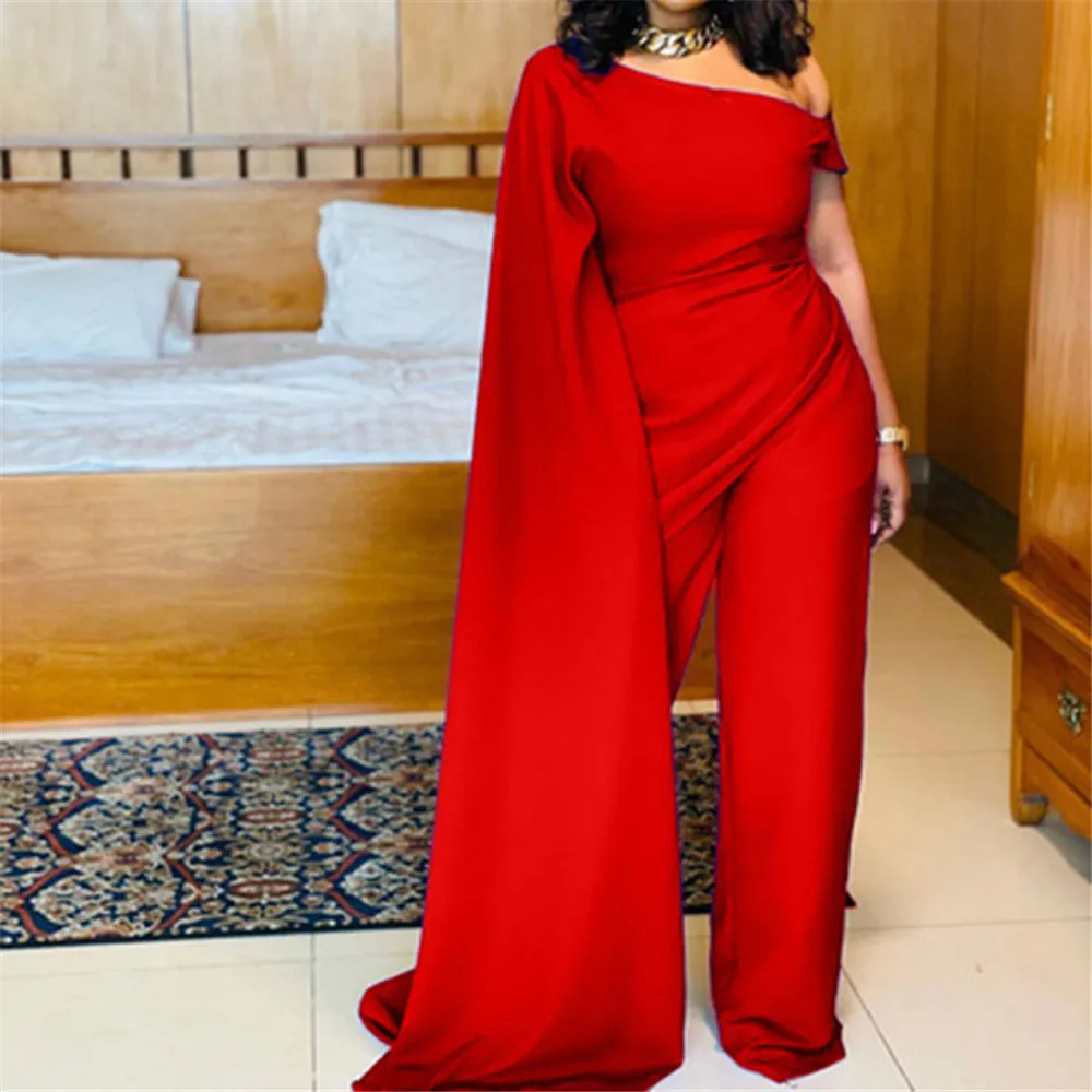 

Jumpsuit Loose Sloping Shoulders Solid Color High Waist Straight Stitching Jumpsuit Office Commuter Spring Summer 2022 New