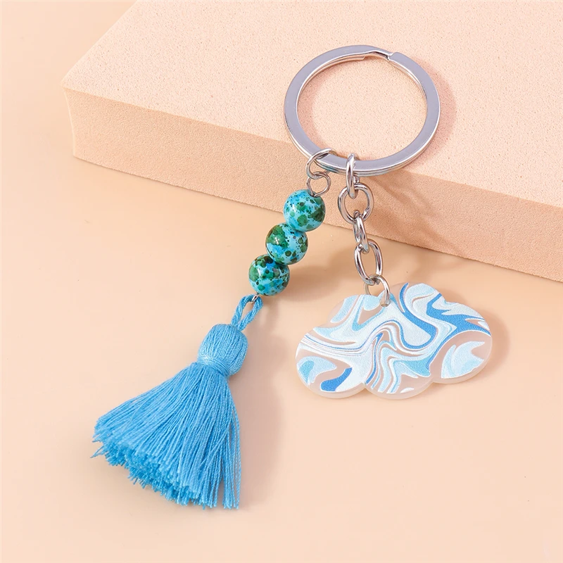 

Lovely Clouds Keychains Boho Tassel Charms Keyrings Souvenir Gifts for Women Men Handbag Pendants Key Chains DIY Accessories