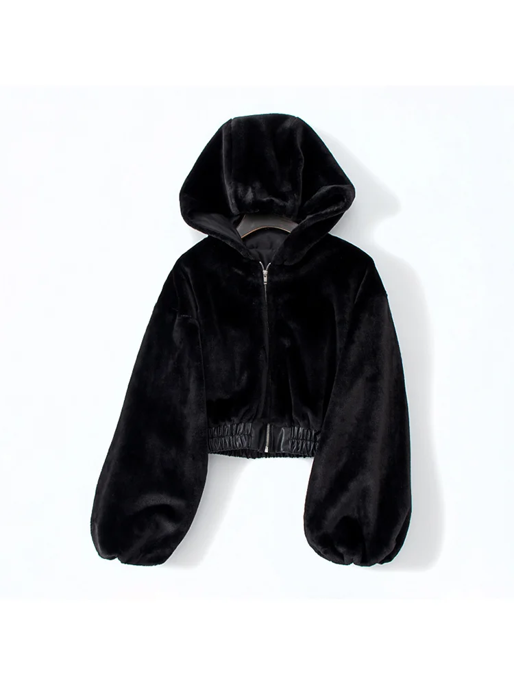 Женское пальто на молнии InsGoth Mall черное с высокой талией в стиле Харадзюку