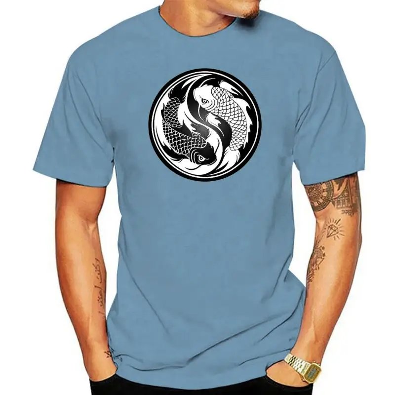 

9082A Japan Style Japanese Carp Fish Yin Yang T Shirts Men T-Shirt Male Slim Fit Unisex Short Sleeve Tee Shirt