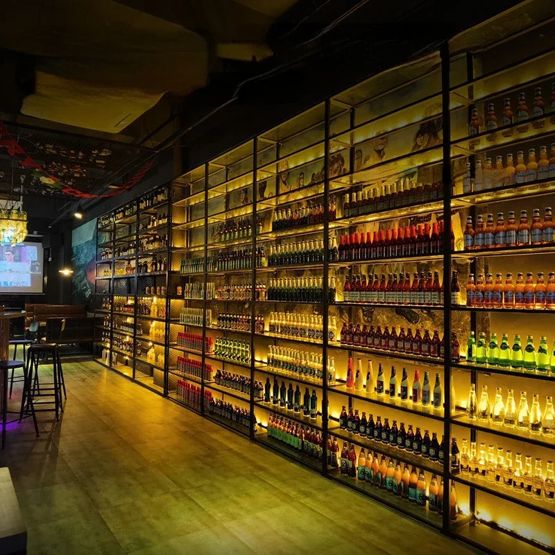 Барный шкаф для хранения в ресторане с подсветкой индивидуальный дисплей