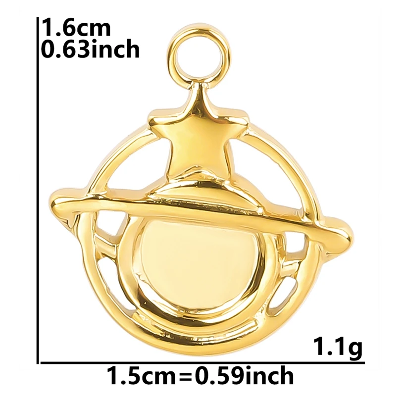 3pcs/Lot Stainless Steel Charms For Earrings Necklace Making Supplies Jewelry Planet Shape Round Metal Pendant Craft Accessories