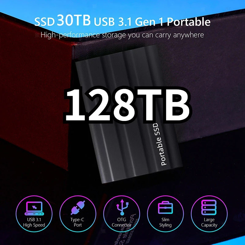 

SSD External Mobile Solid State Drive Flash 128TB 64TB TypeC USB3.1 8TB Mini Slim High Speed Transfer SSD Flash Memory Device