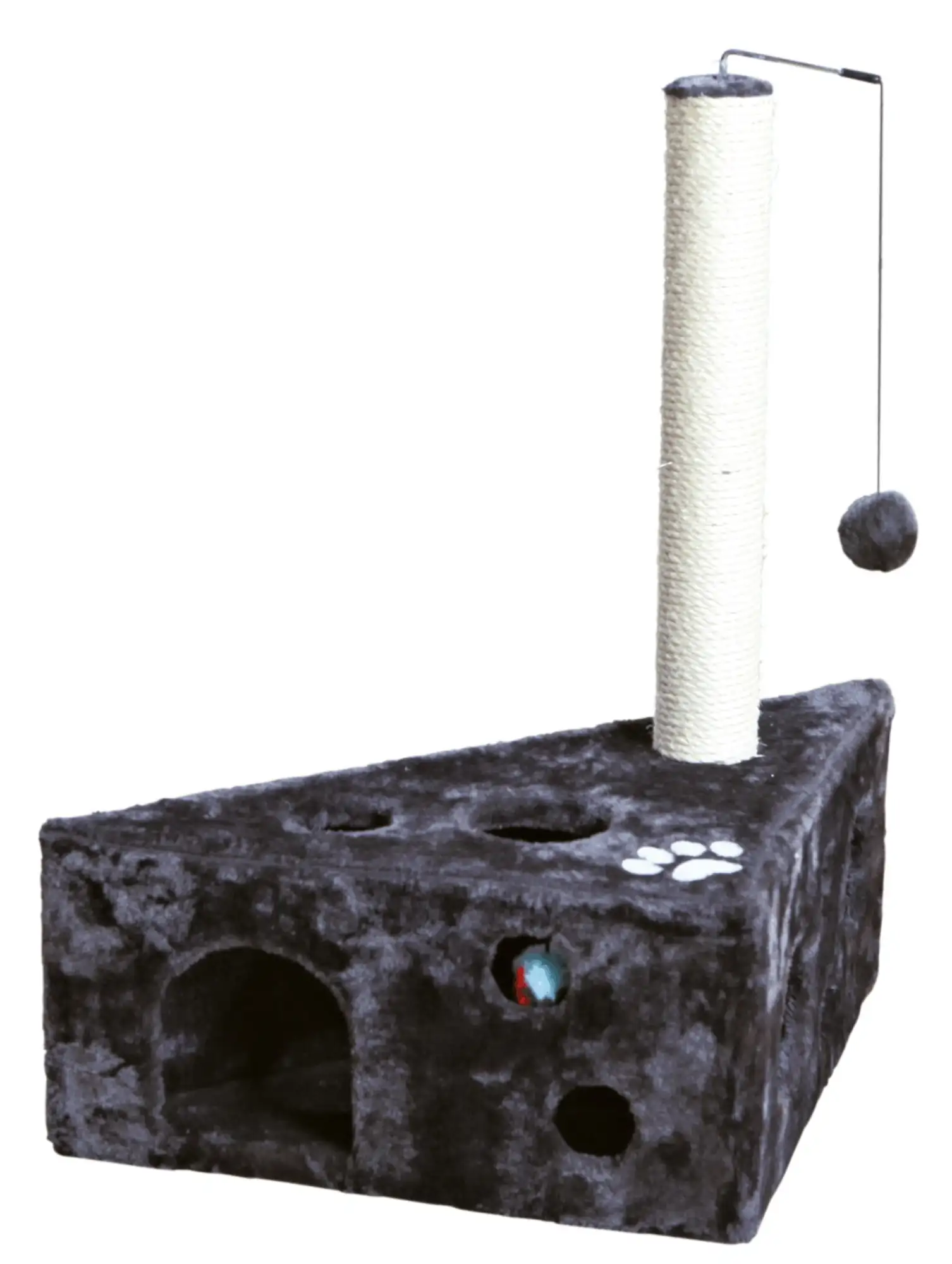 

Murcia Sisal 26" Scratching Post with Plush-Covered Condo and Toy, Gray