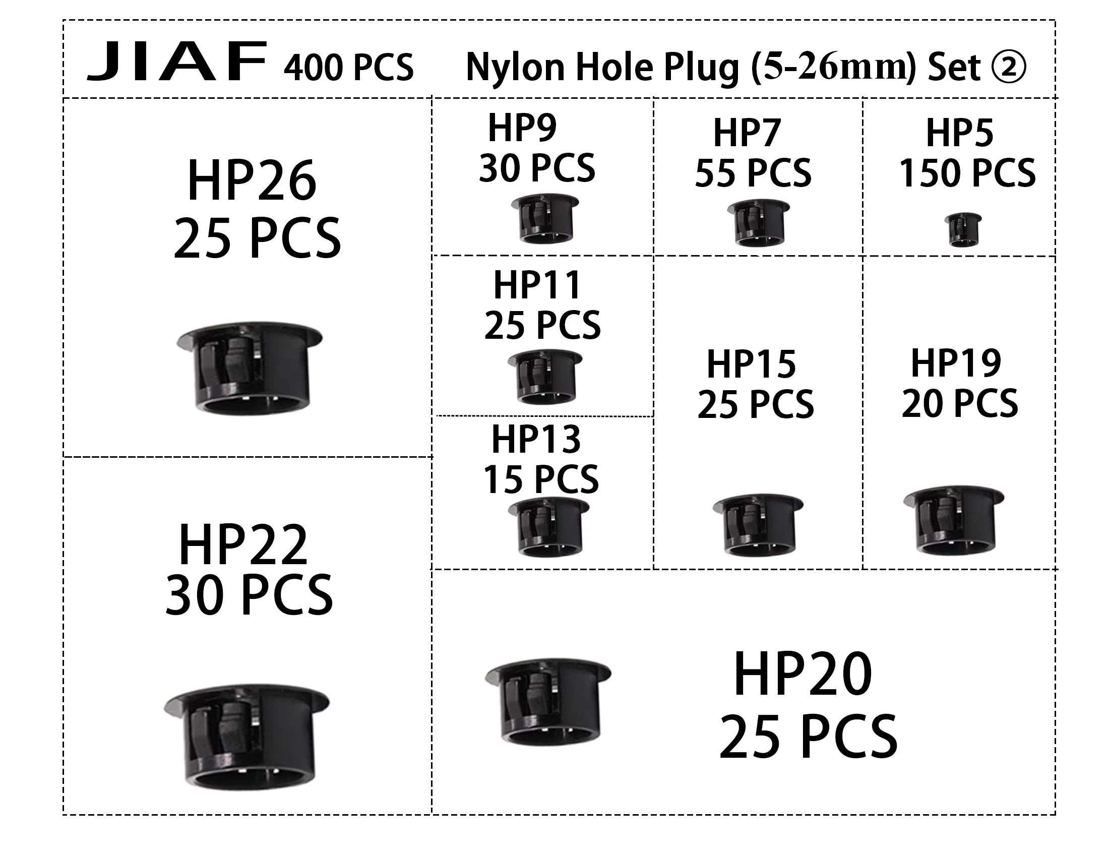

Набор заглушек из нейлона черного цвета 400 шт.