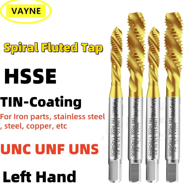 1 шт. HSSE American левая рука с Оловянным спиральным рифленым краном UNC UNF UNS 4-40 6-32 10-24 1/4