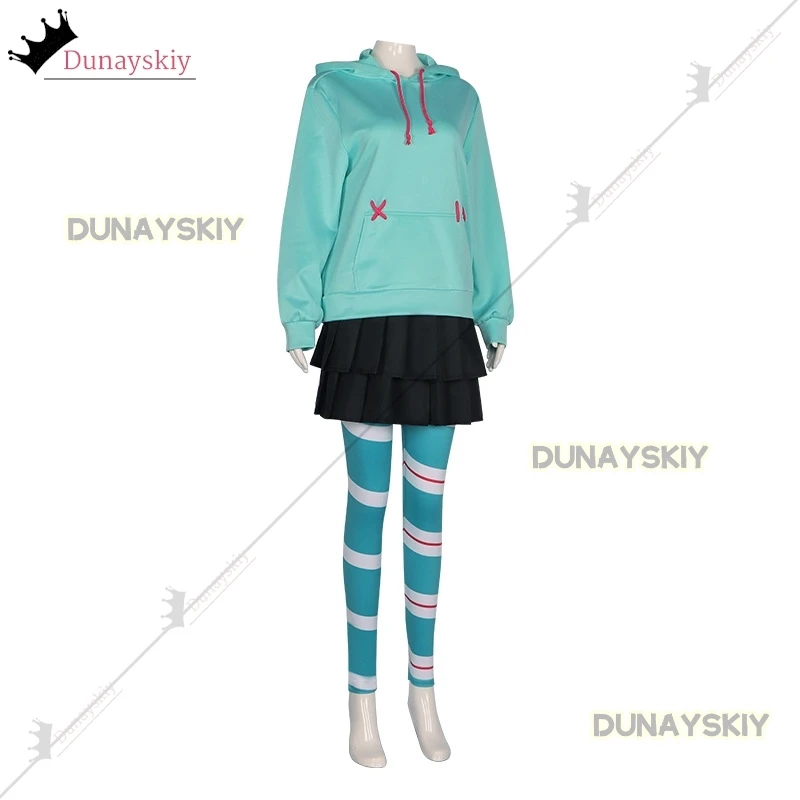 Костюм для косплея Vanellope Von Schweetz толстовки с капюшоном девочек юбка парик