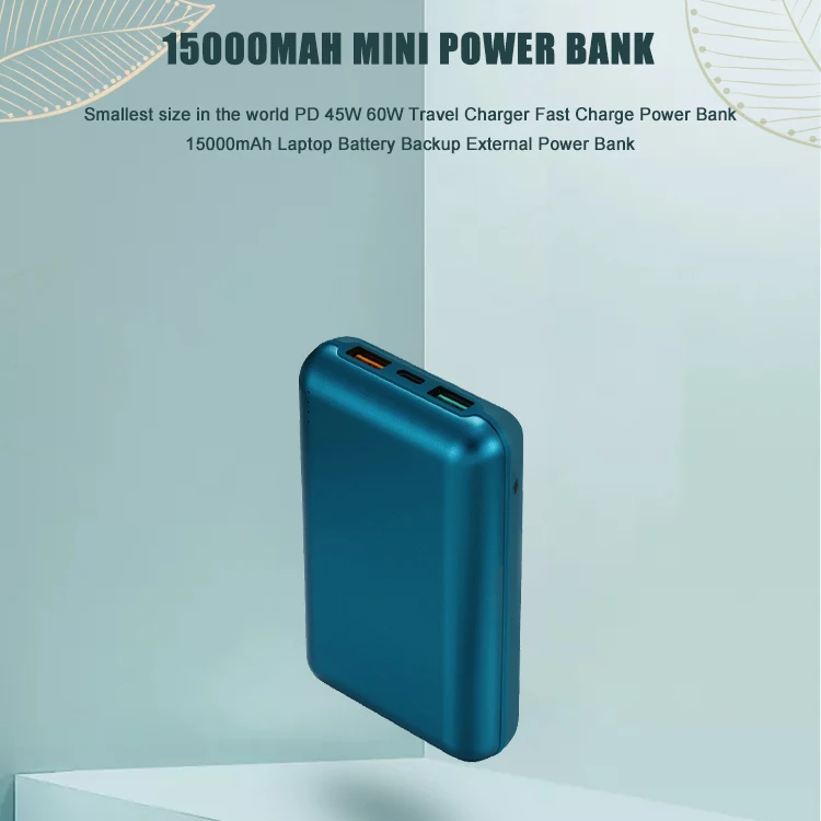 

Hot aluminium 15000mah high capacity palm size laptop PD60W fast charging power bank high capacity