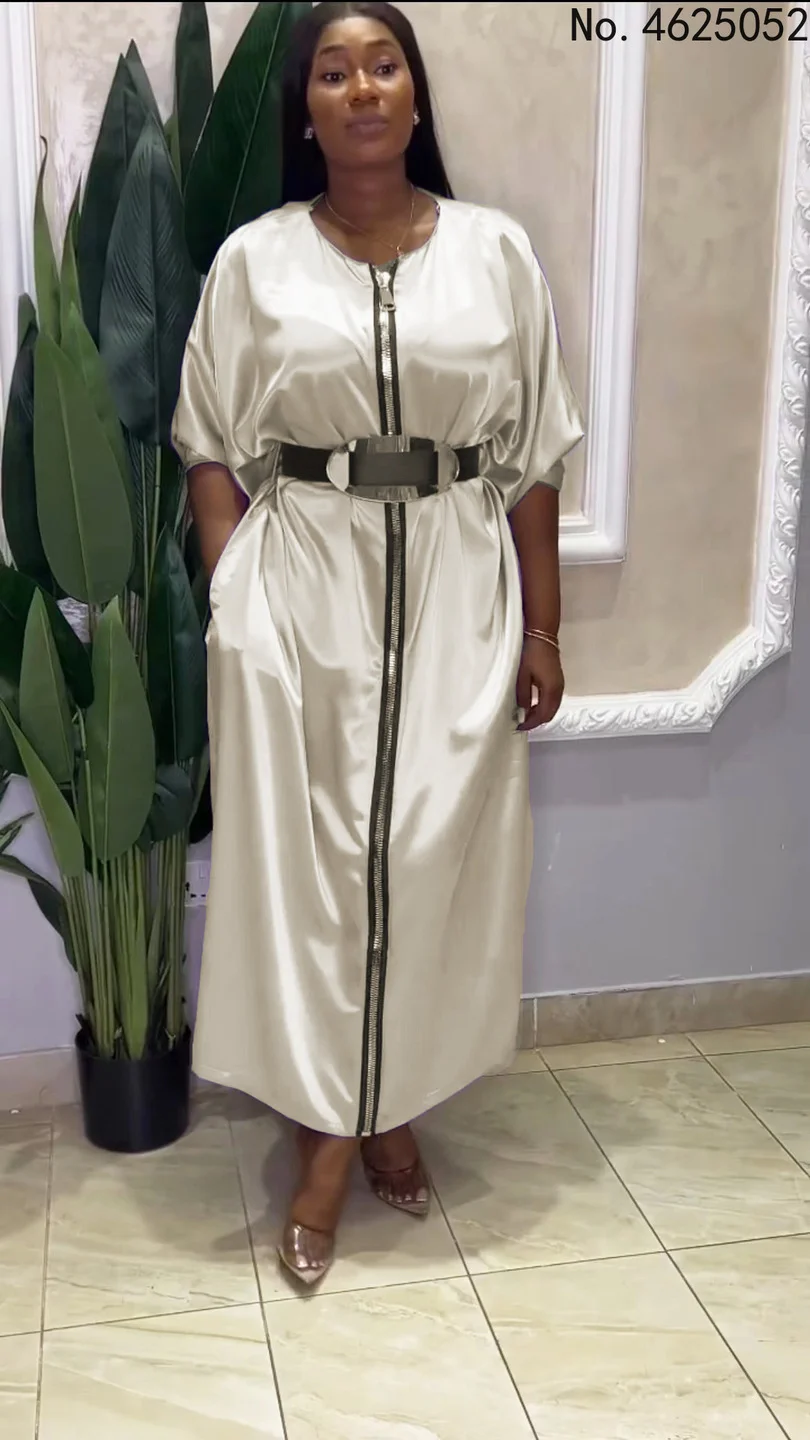 

Африканские платья для женщин, полиэстер, летние африканские женские платья с круглым вырезом, черные, синие, белые длинные платья, африканс...