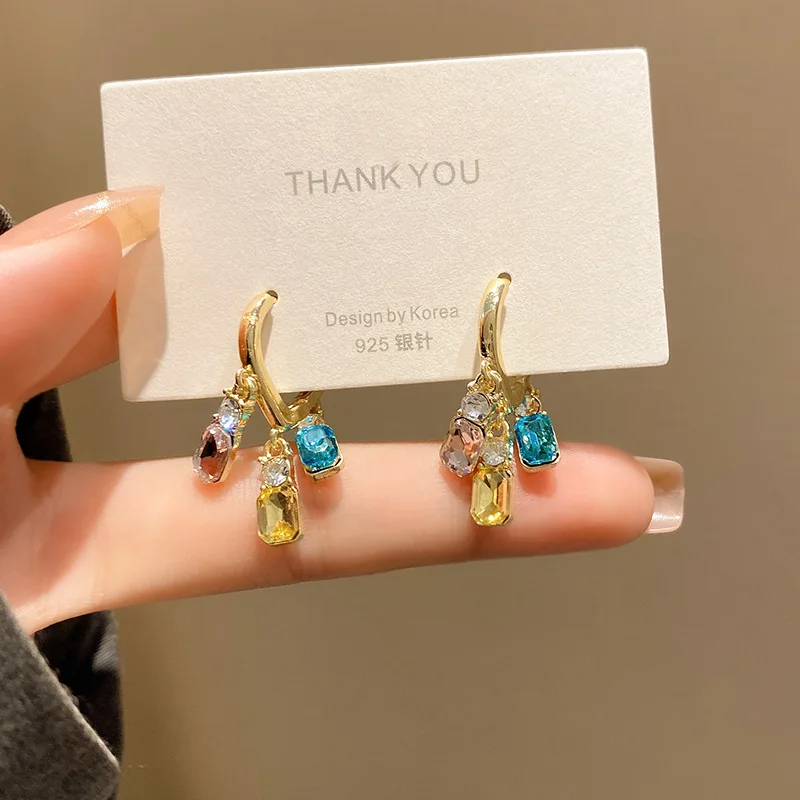 

сережки женские серьги 2022 тренд новинка серьги серебрРоскошные изысканные разноцветные циркониевые серьги AAA для женщин, подарки на день С...