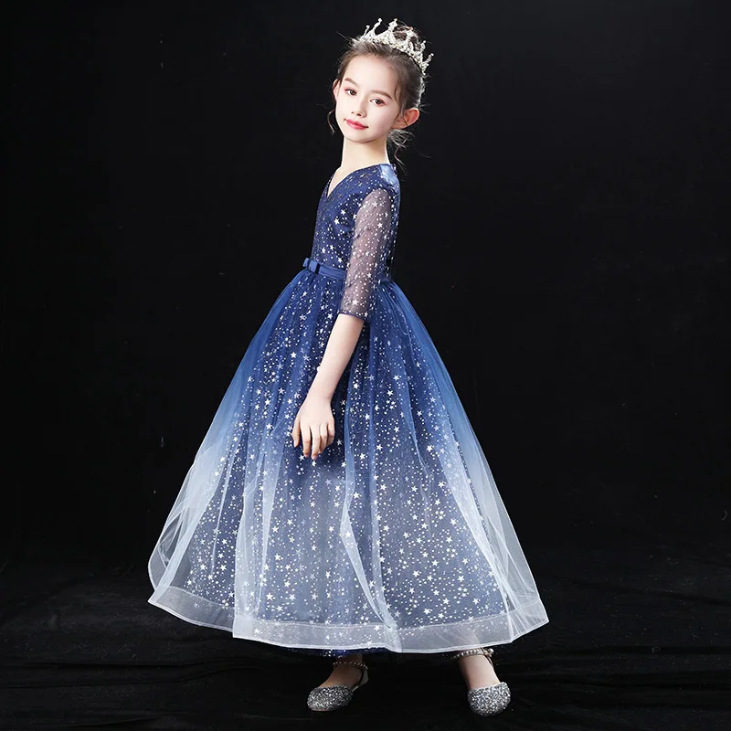 

Little Girl'S High-End Dress, Host'S Dress, Summer New Foreign Style Puffy Yarn, Princess Model, Walk Show, Piano Performance Dr