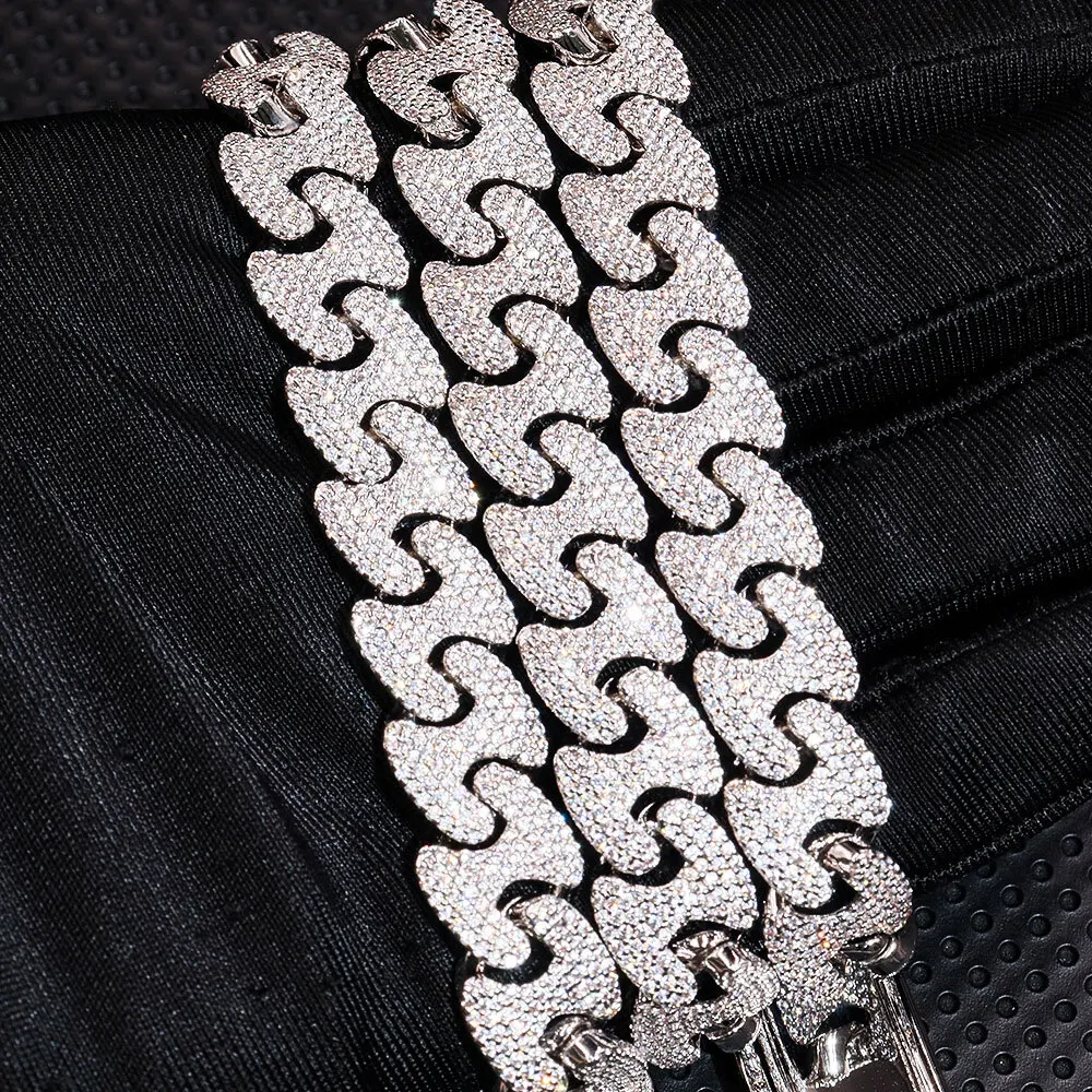 В Европе и Америке серебряное инкрустированное Mosan Diamond 16 мм кубинская цепочка с