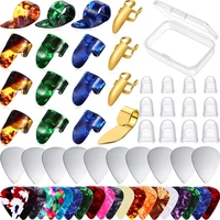 58 pieces guitar picks thumb picks metal guitar picks fingertip protective film celluloid guitar accessories kit with electronic