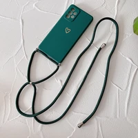 ultra thin lanyard liquid silicone phone case for samsung galaxy s22 s21 s20 fe plus note 20 a71 a51 luxury necklace rope cover