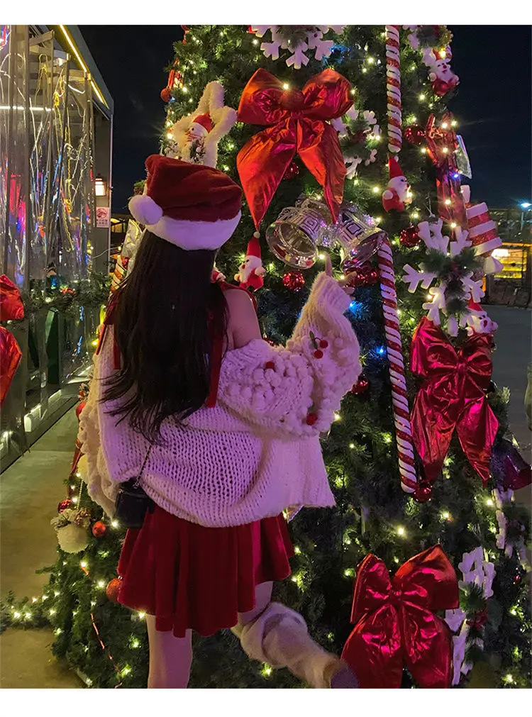 Свитер вязаный двухцветный с длинным рукавом y2k |