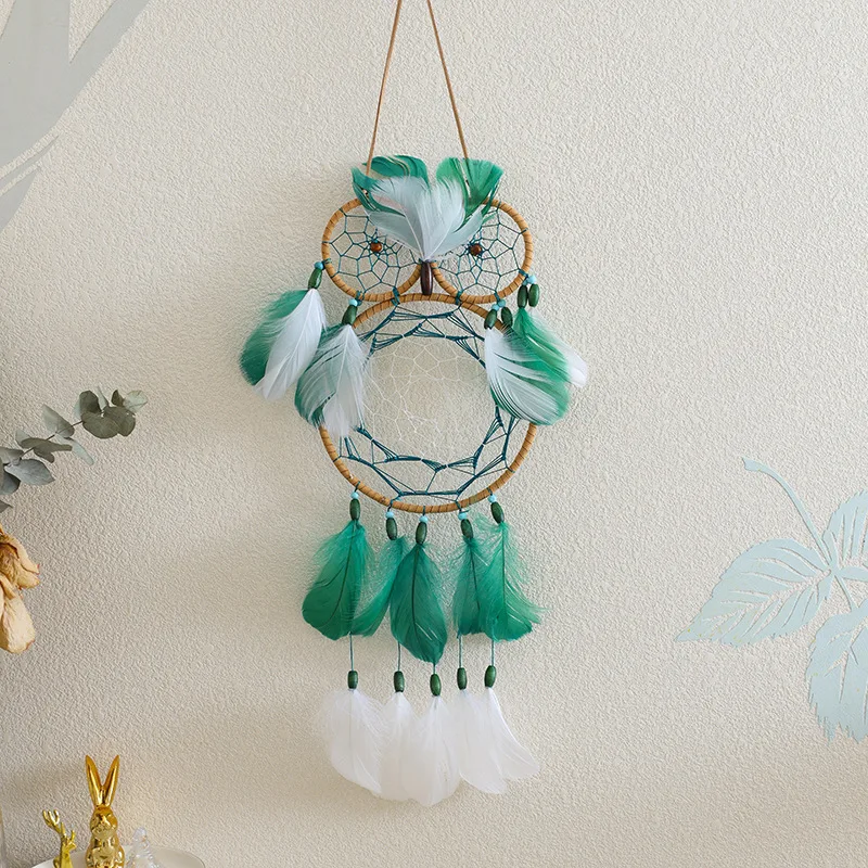 

Nordic Style Owl Dream Catchers Indoor Dreamcatcher Natural Handmade Wind Chimes Gifts Feathers Wall Hangings Decoration Craft