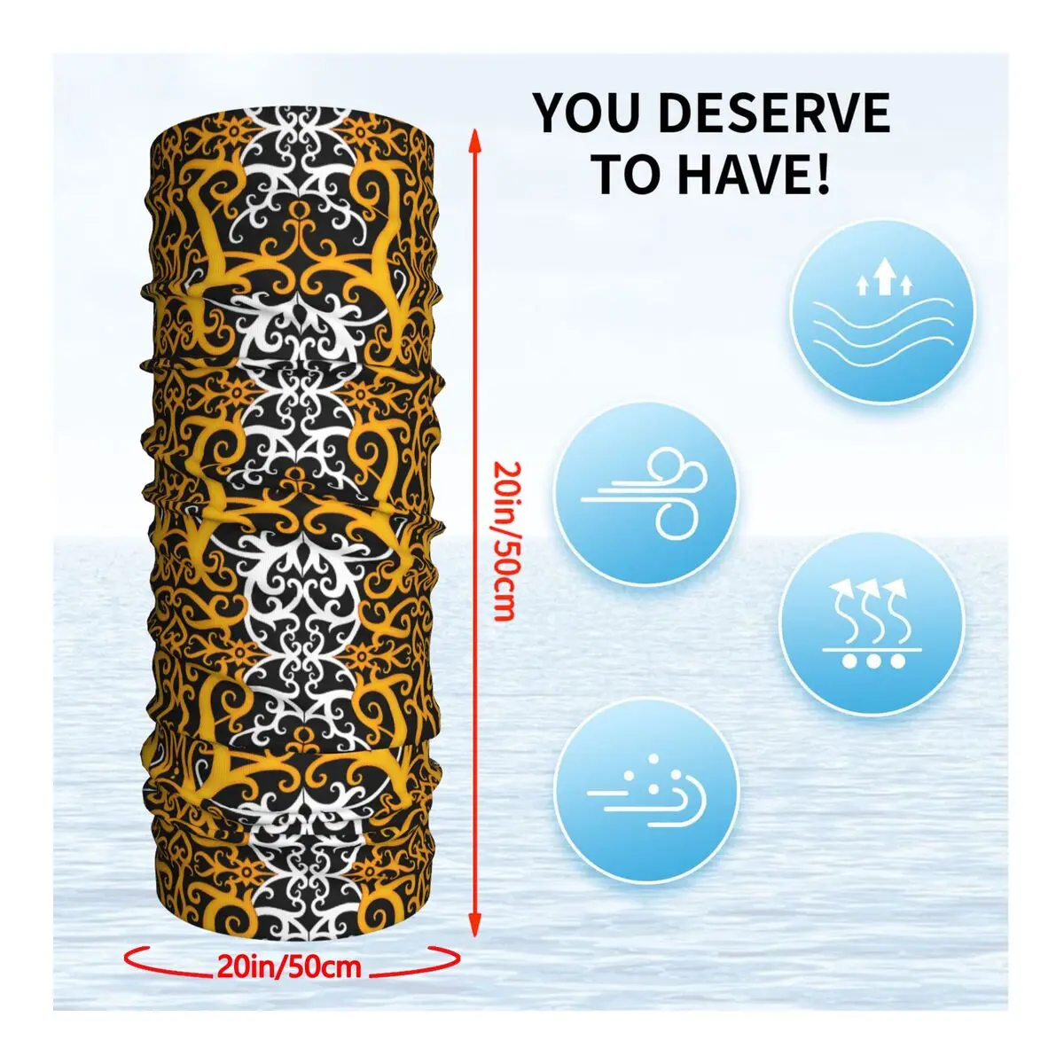 Повязка на голову Dayak с этническим узором обогреватель шеи мужской шарф-труба для